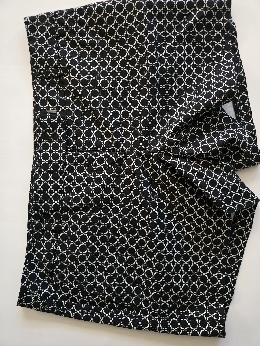 Cynthia Rowley Black & White Geometric Print Skirt with Neon Trim